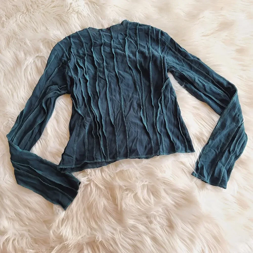 Helena Manzano Top Opening Ceremony Scuba Strap Blouse Crop Blue FW19 $520 Med - Picture 3 of 6